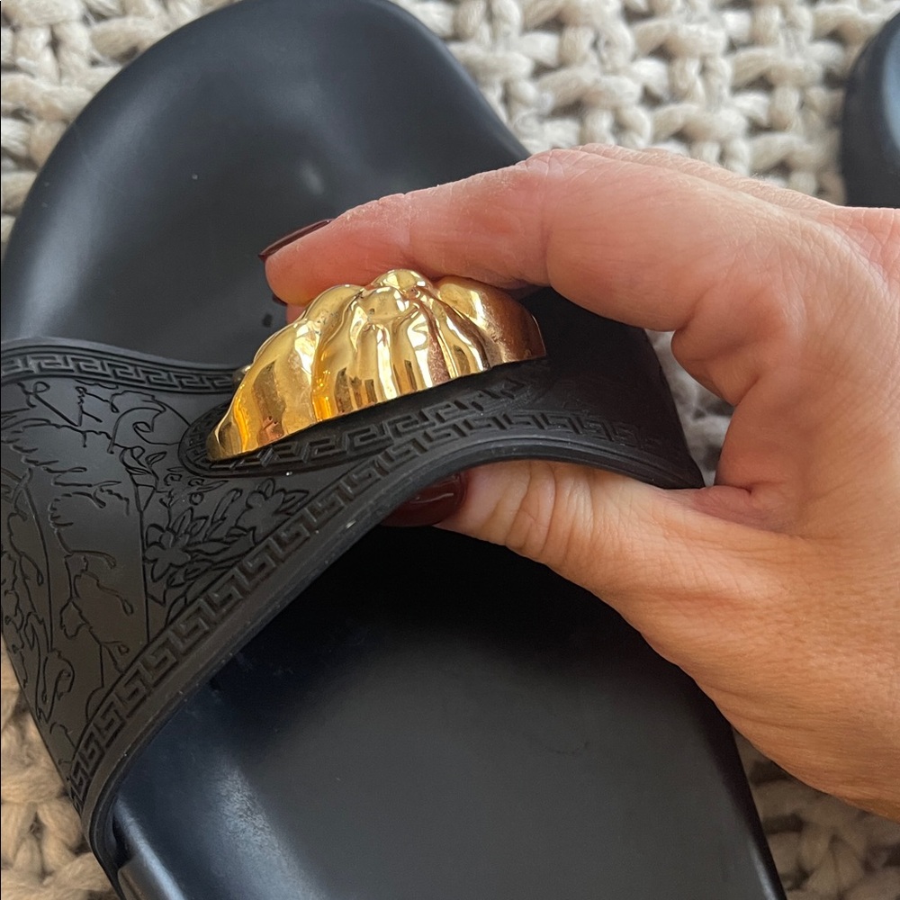 Versace Black Slides with Gold Medusa Emblem beautiful 38 - Picture 12 of 16